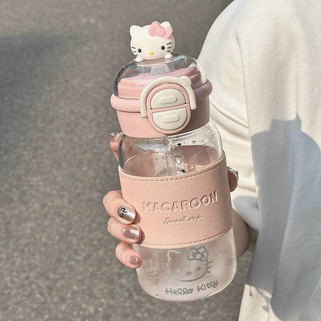 双饮玻璃水杯女生ins高颜值耐高温防烫可爱轻奢高级感带吸管杯子
