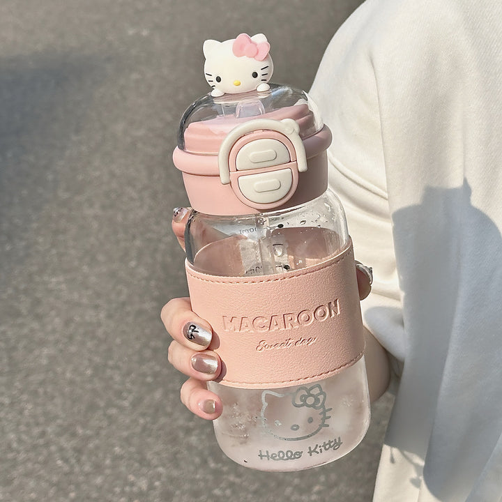 双饮玻璃水杯女生ins高颜值耐高温防烫可爱轻奢高级感带吸管杯子