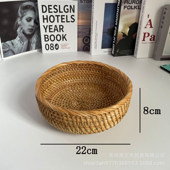 越南藤编水果篮零食糖果盘家用干果面包篮桌面茶几收纳盒果筐