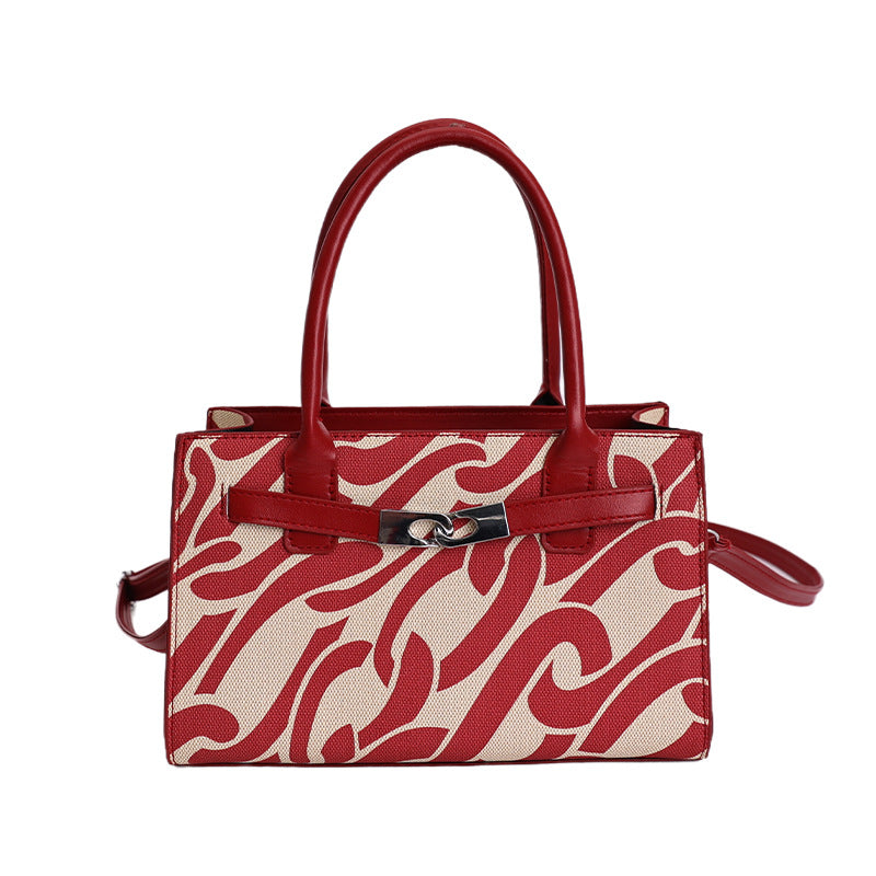 Korean High-End Print Small Square Retro Handbag – Women's Trendy Fashion Bag