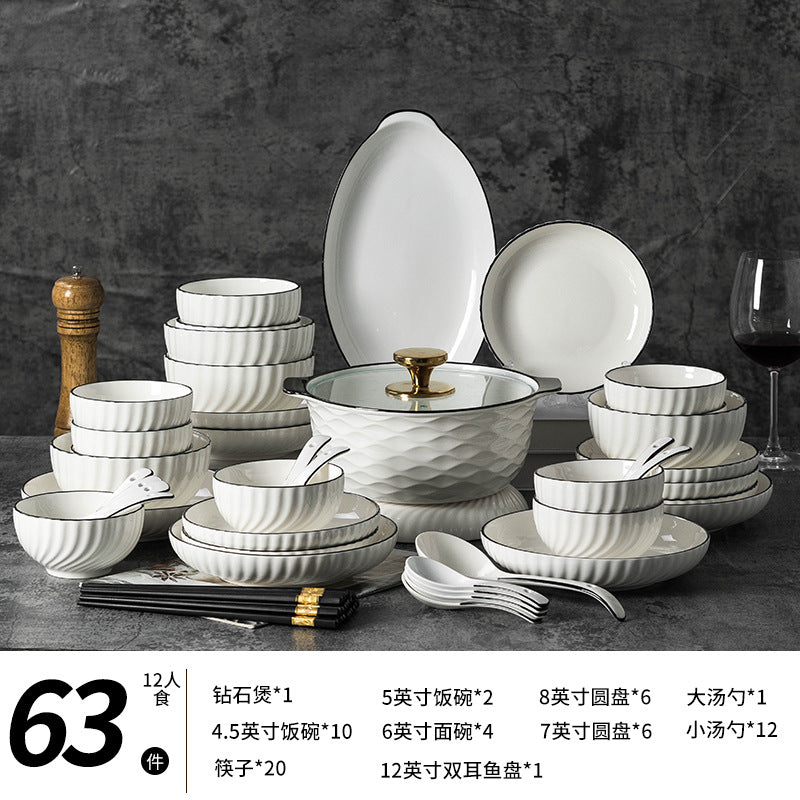 Round Ceramic Bowl & Plate Dinnerware Set – Simple High-End Tableware