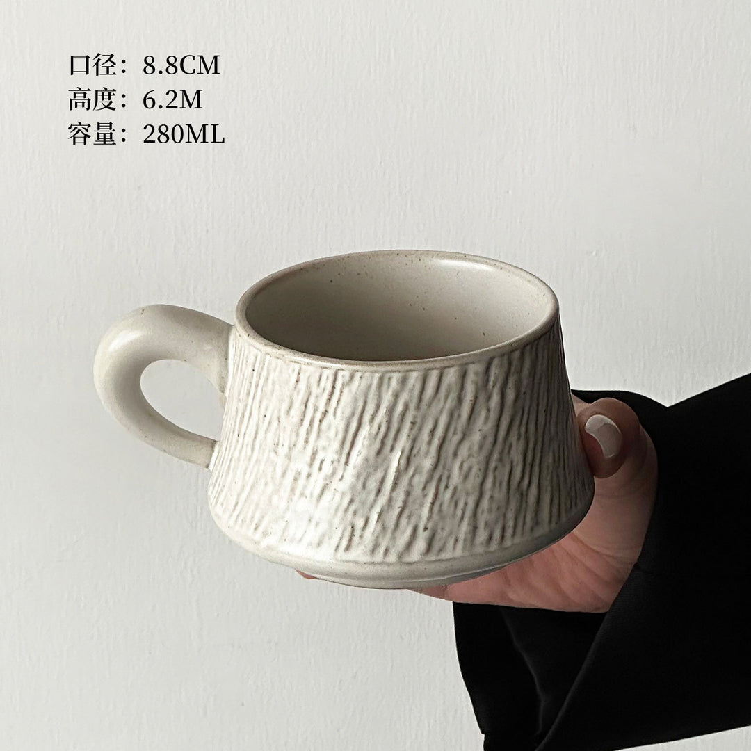 石纹陶瓷杯拉花杯子拿铁咖啡杯碟套装泽田杯马克杯高级感束腰杯