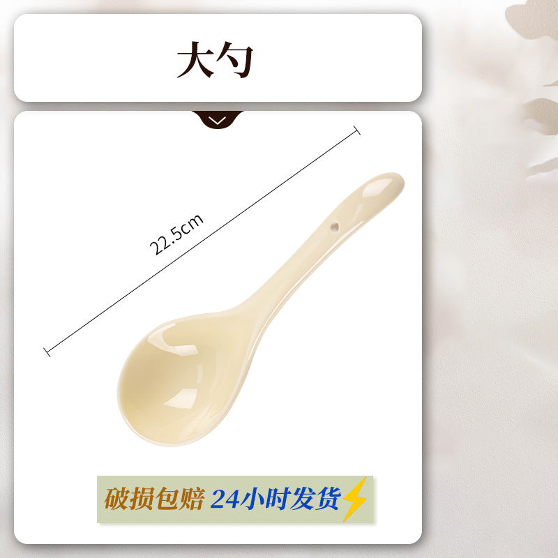 康陌防烫碗碟家用套装高颜值耐高温釉下彩奶油风陶瓷餐具家用批发
