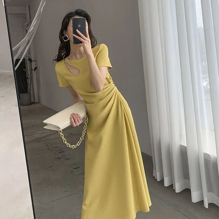 连衣裙女2025夏季新款镂空法式气质显瘦设计收腰赫本风长裙夏小众