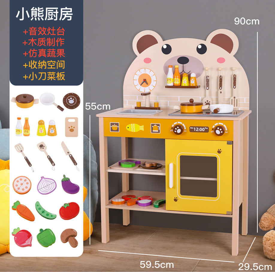 丹麦儿童过家家岁6厨房煮饭玩具仿真声光冰箱套装模拟做饭木灶台