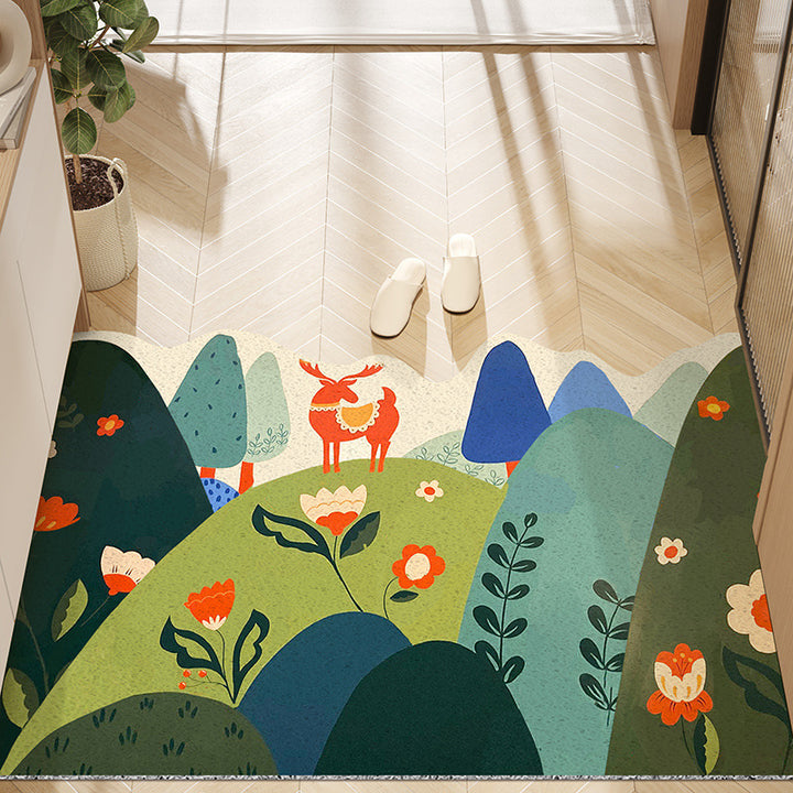 Floral Floor Mat Home Entryway Foot Mat Entryway Decor Stain Resistant Door Mat