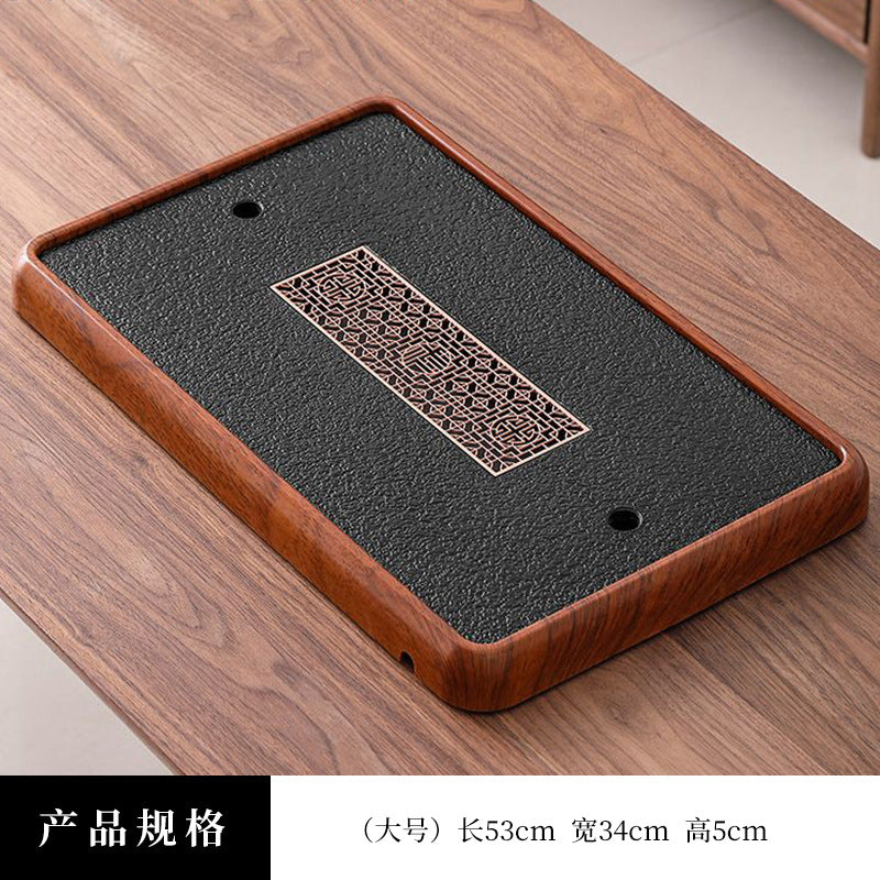 A类仿乌金石方形蓄水茶盘套装防霉家用办公茶台沥水茶具排水托盘