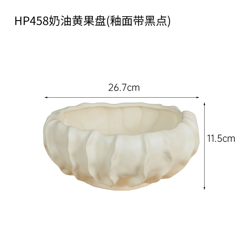 法式创意陶瓷水果盘摆件 客厅玄关茶几家用收纳艺术托盘软装饰品
