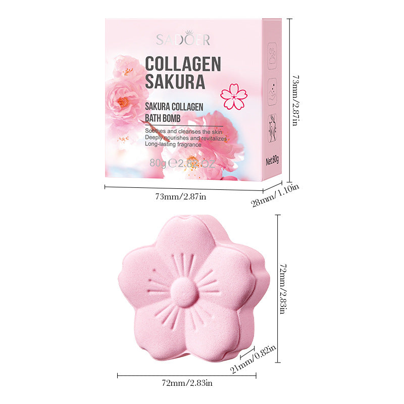 全英文沐盐球SADOER樱花胶原蛋白浴盐球滋润去角质跨境外贸批发