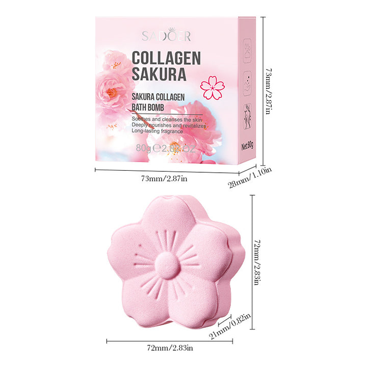 全英文沐盐球SADOER樱花胶原蛋白浴盐球滋润去角质跨境外贸批发