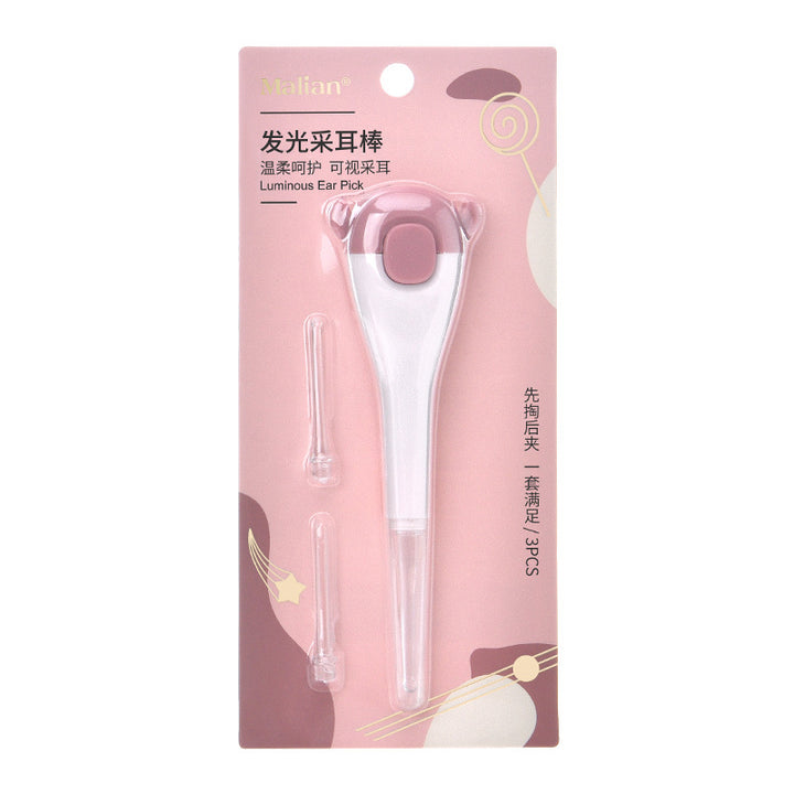 玛莉安发光耳勺套装可拆卸塑料掏耳垢清洁器带灯采耳工具批发1720