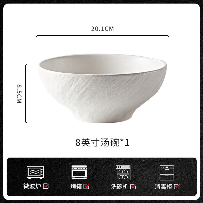 创意黑白陶瓷碗家用高级感餐厅酒店批发陶瓷餐具米饭碗碗碟套装