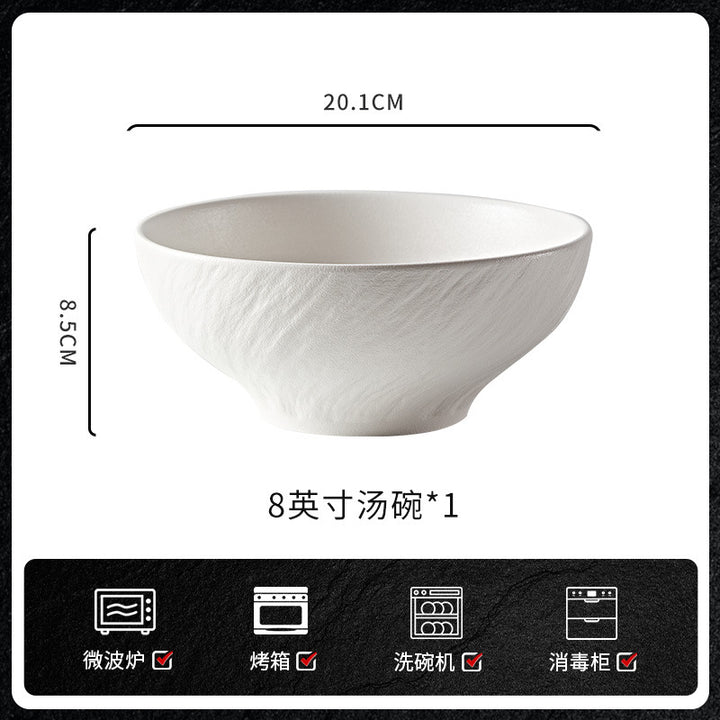 创意黑白陶瓷碗家用高级感餐厅酒店批发陶瓷餐具米饭碗碗碟套装