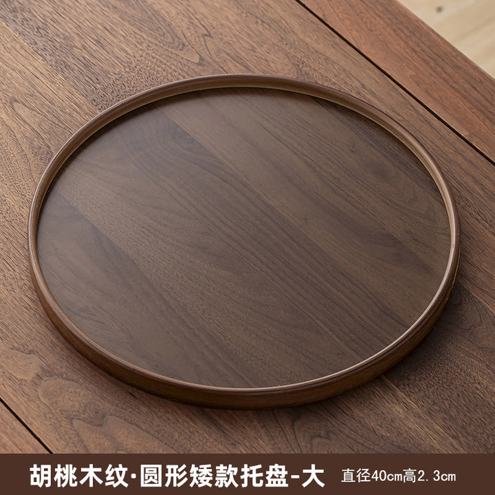 胡桃木色重竹茶盘家用简约长方形大号茶具收纳盘干泡台水杯置物架