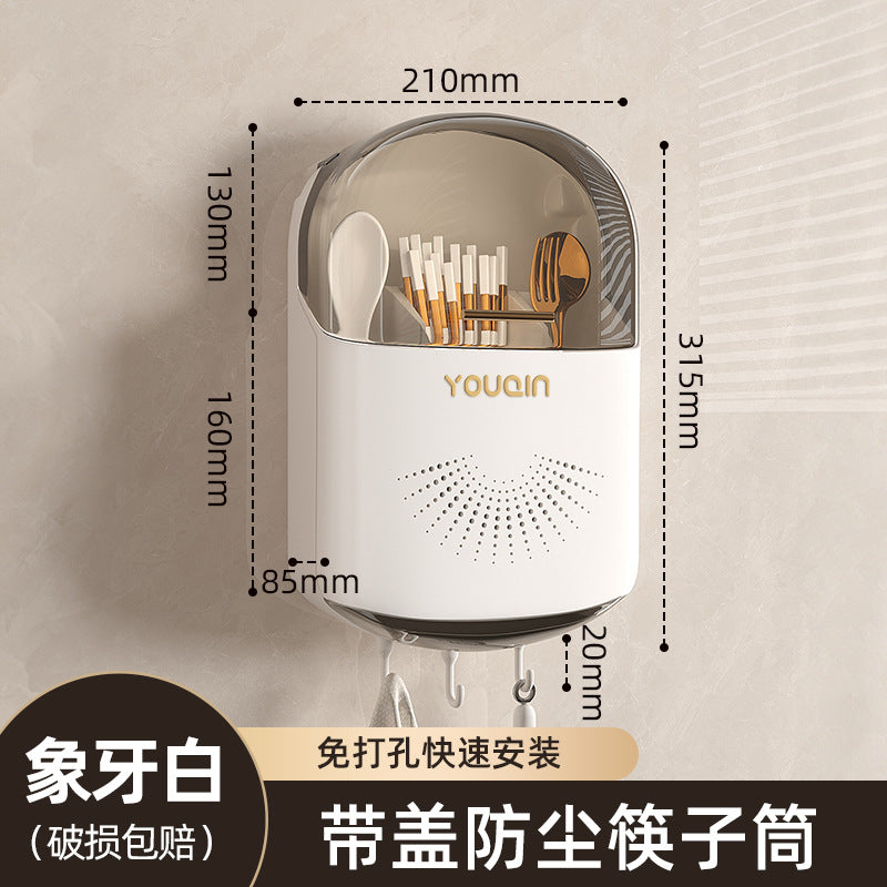 筷子收纳盒厨房餐具置物架高档新款壁挂式筷篓筷笼勺子沥水筷子筒