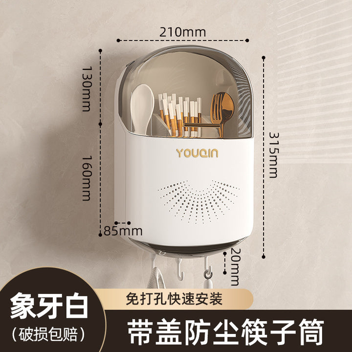 筷子收纳盒厨房餐具置物架高档新款壁挂式筷篓筷笼勺子沥水筷子筒