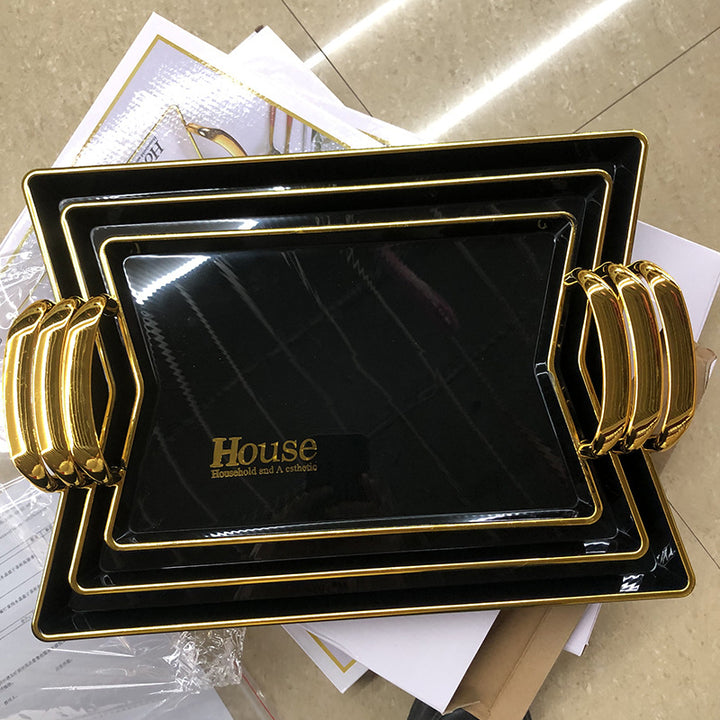 餐厅托盘三件套水果盘套装酒店收纳摆拍跨境直供现货速发PET塑料