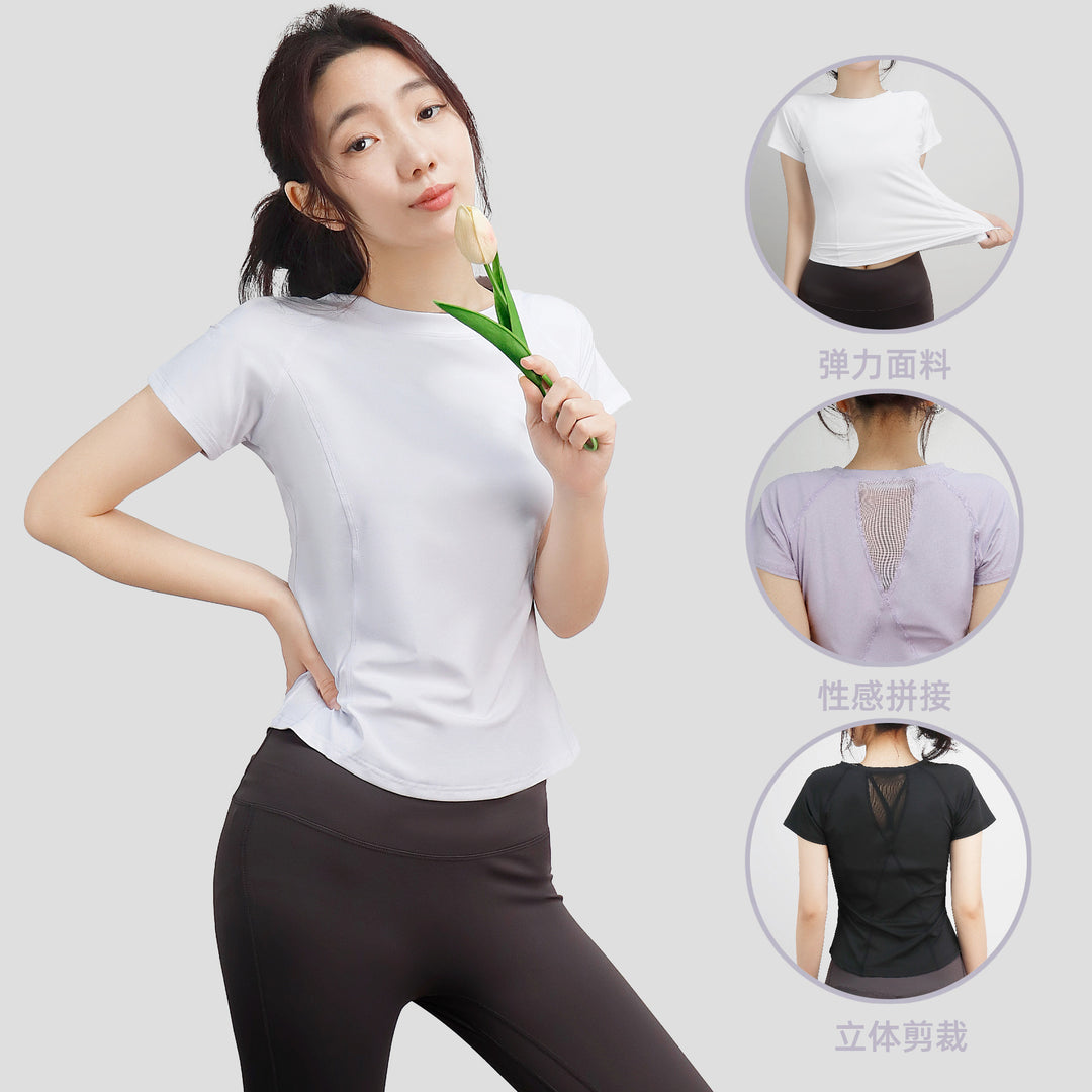 Summer Sports Short Sleeve Women Slim Fit Slimming Fitness T Shirt Top Women