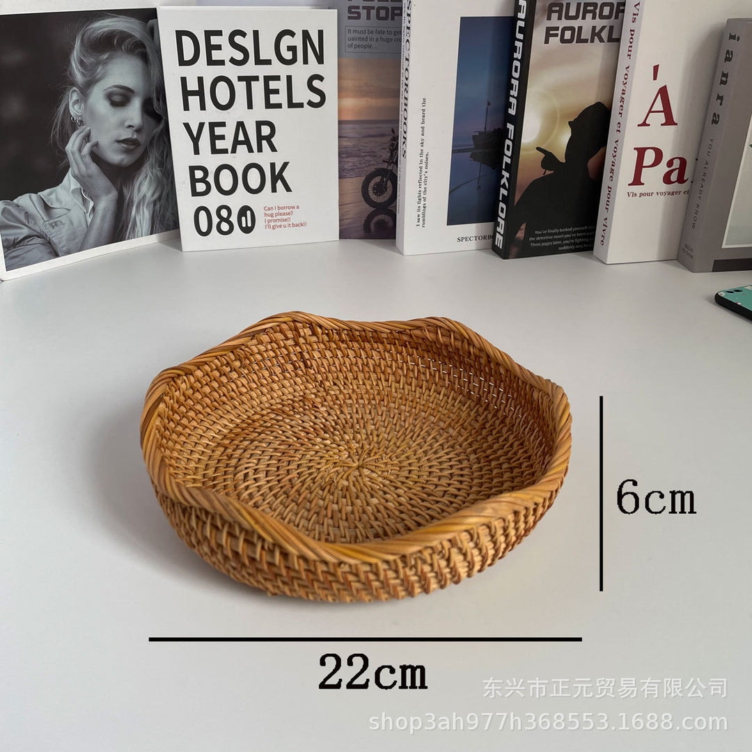 越南藤编水果篮零食糖果盘家用干果面包篮桌面茶几收纳盒果筐