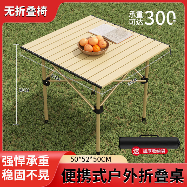 Outdoor Camping Folding Table & Chair Set – Portable Picnic Egg Roll Table Complete Kit