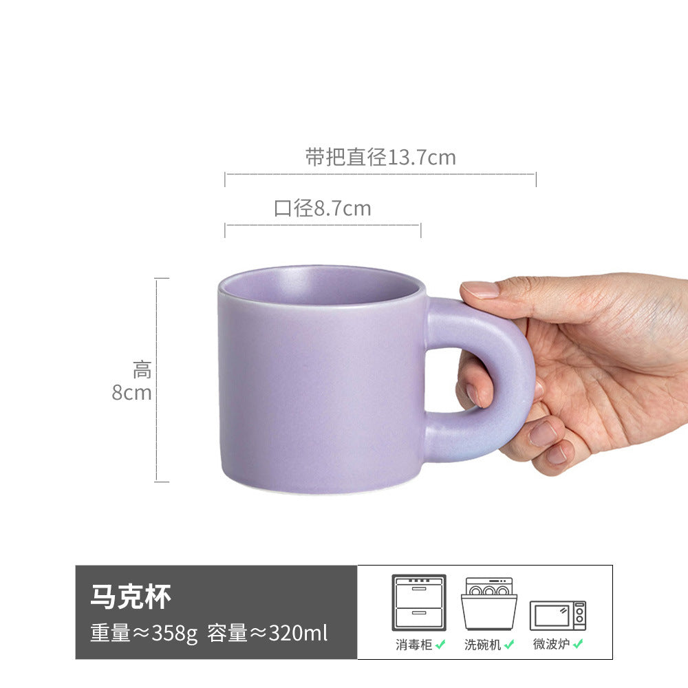 高颜值马克杯通用日式复古早餐杯咖啡水杯高档陶瓷大容量杯子批发