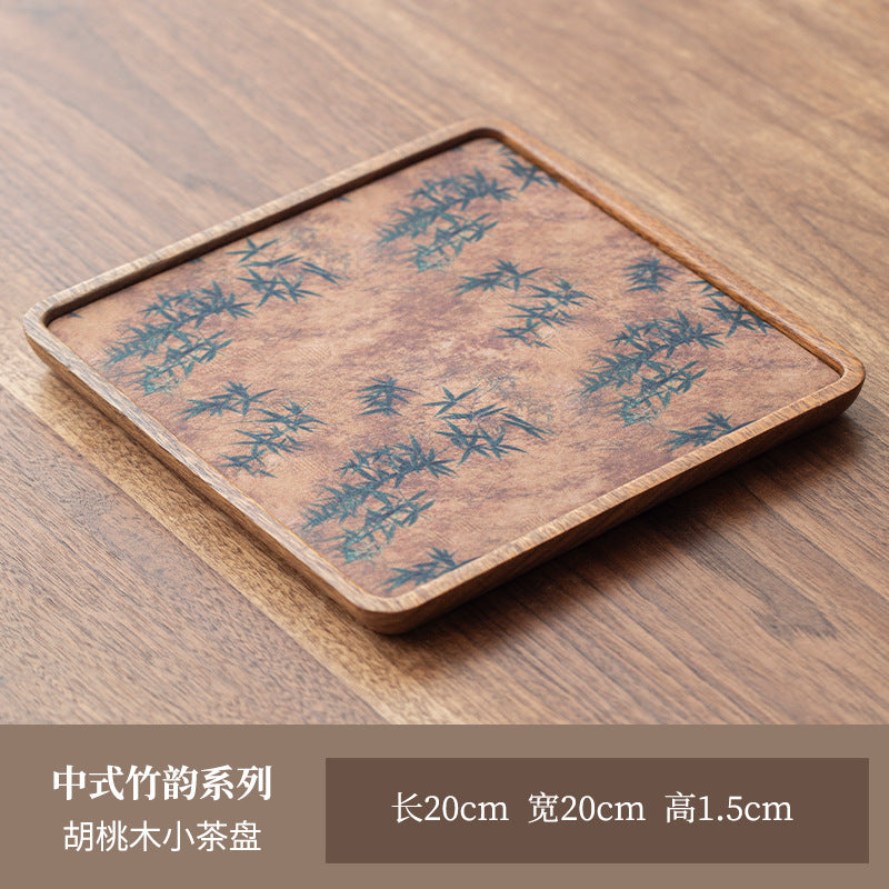禾事北美胡桃木茶盘干泡台高档实木壶承带防水茶席茶垫复古茶盘