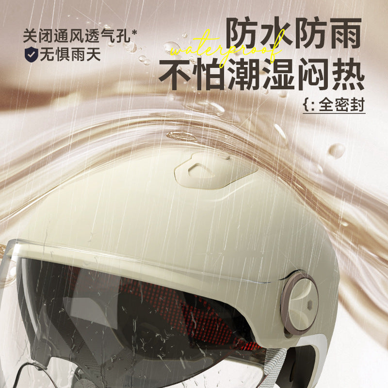 3c认证夏季电动车摩托车头盔男女士电瓶车四季通用夏天半盔安全帽