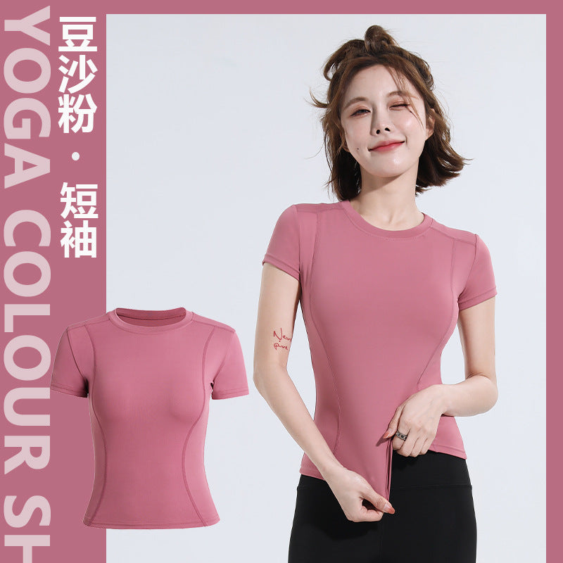 Spring Summer Slim Fit Sports Short Sleeve T Shirt Top Women Fitness Short Sleeve Moisture Wicking