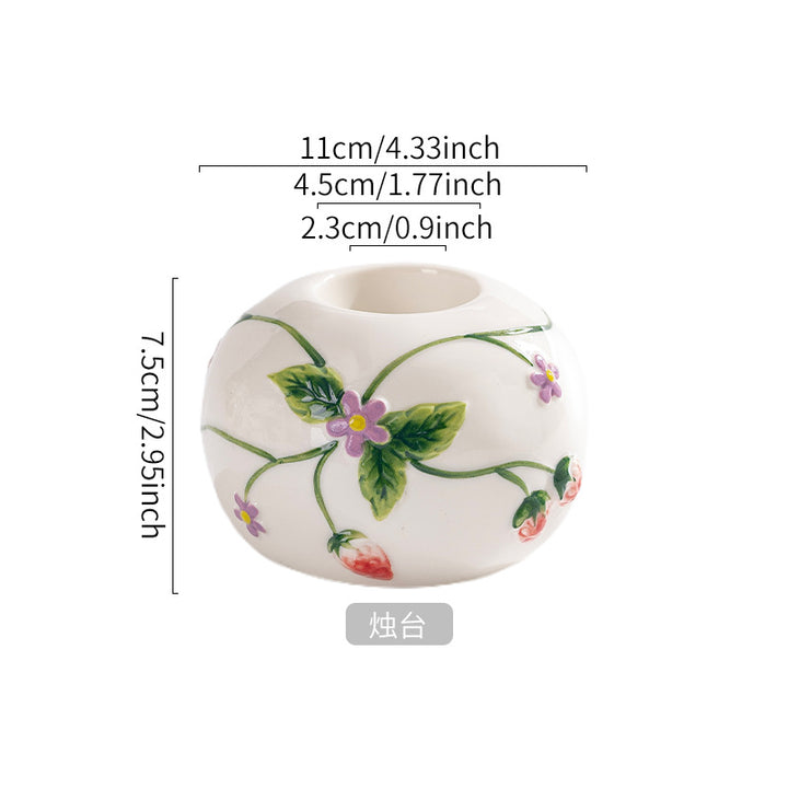 高温釉下彩陶瓷餐具 原创手绘草莓外贸出口陶瓷 创意家用派对餐具