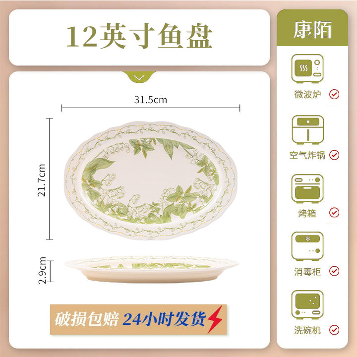KANGMO Fresh Single Ceramic Tableware Set - Housewarming Bowls Plates & Chopsticks