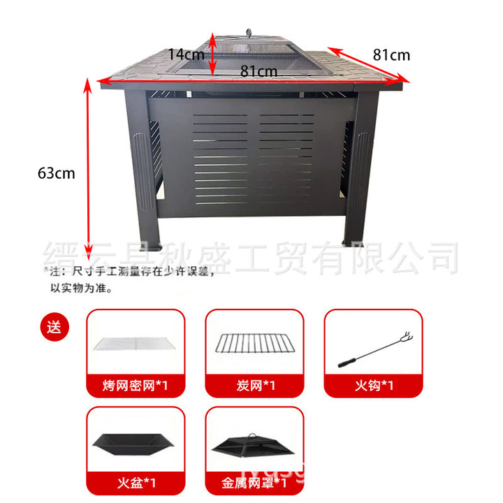 围炉煮茶一体桌子多功能烧烤炉户外花园木炭取暖炉烤火炉庭院篝火