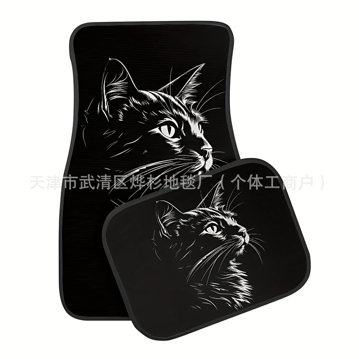 Cute Cat Crystal Velvet Car Floor Mat – Anti-Slip Easy Clean Decorative Pad