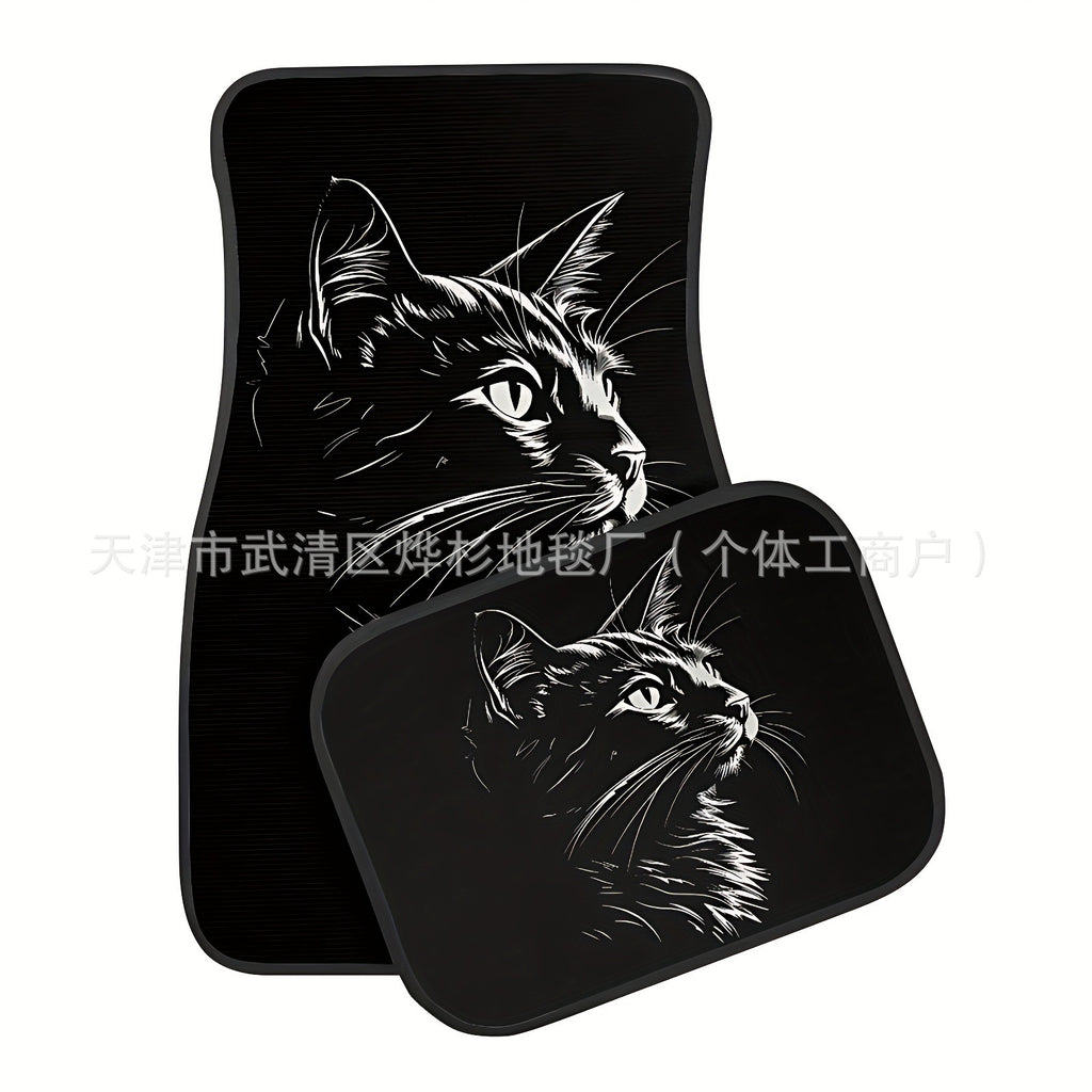 跨境热销汽车脚垫可爱猫咪装饰美观防滑垫耐脏易打理水晶绒脚踏垫