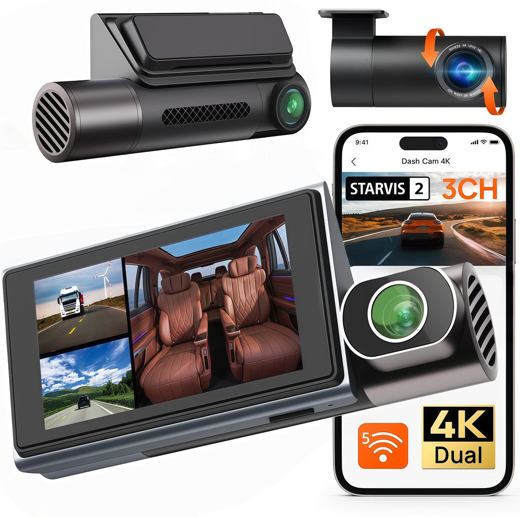3Camera 4K+1K+1K WiFi行车记录仪 black box DVR Vehicle DVR