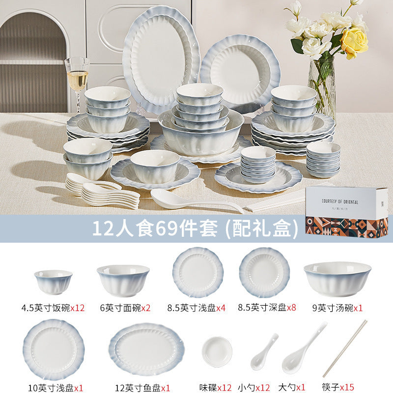 釉下彩陶瓷碗盘套装家用餐具2026新款整套乔迁新居高颜值碗筷碗具