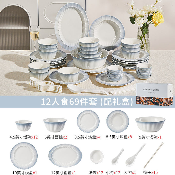 釉下彩陶瓷碗盘套装家用餐具2026新款整套乔迁新居高颜值碗筷碗具