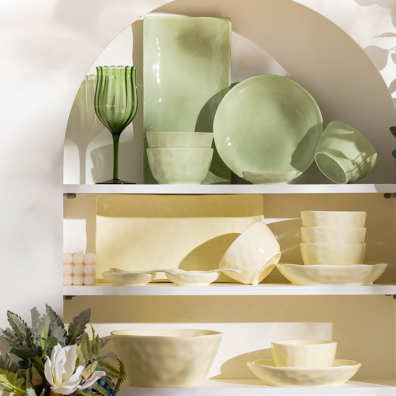Bowl & Plate Home Set Premium Design High Temperature Underglaze Cream Style Ceramic Tableware Home Wholesale
