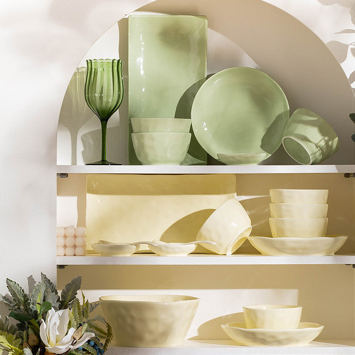 Bowl & Plate Home Set Premium Design High Temperature Underglaze Cream Style Ceramic Tableware Home Wholesale