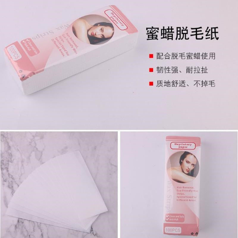 100 pc Non-Woven Wax Strips – Disposable Hair Removal Wax Paper for Beauty Salon & Home