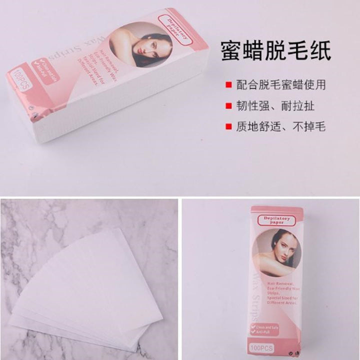 100 pc Non-Woven Wax Strips – Disposable Hair Removal Wax Paper for Beauty Salon & Home
