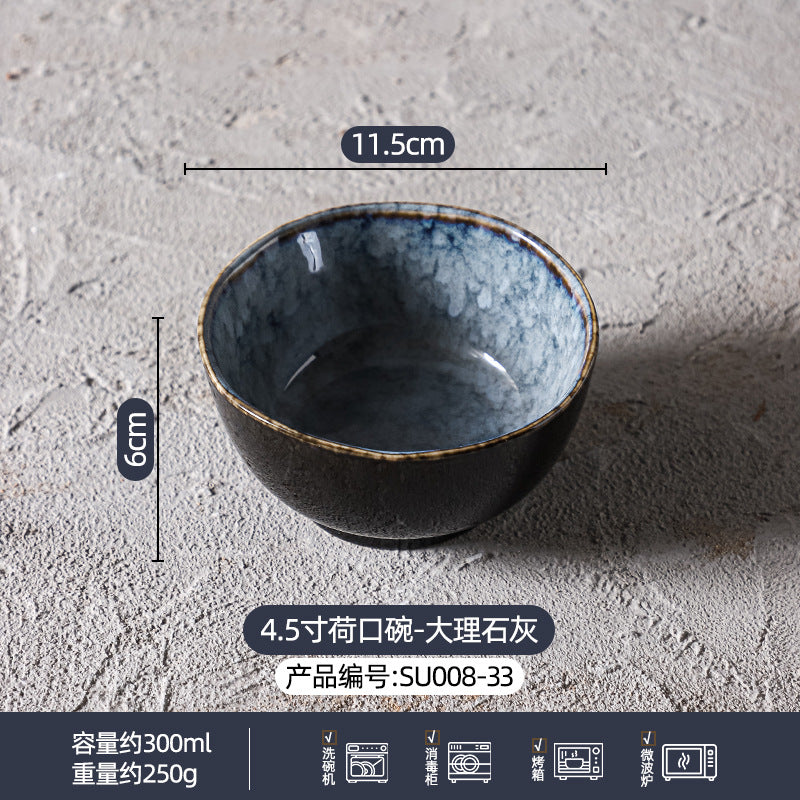 定制窑变陶瓷碗碟盘餐具套装大理石灰高级感餐厅酒店家用餐具组合