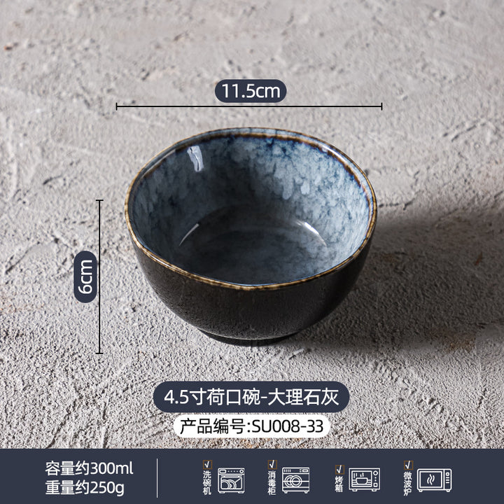 定制窑变陶瓷碗碟盘餐具套装大理石灰高级感餐厅酒店家用餐具组合