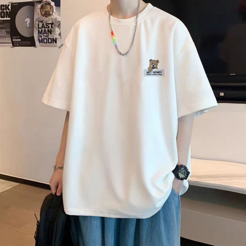 短袖T恤男生美式夏季新款潮牌白色青少年打底衫宽松休闲半袖上衣