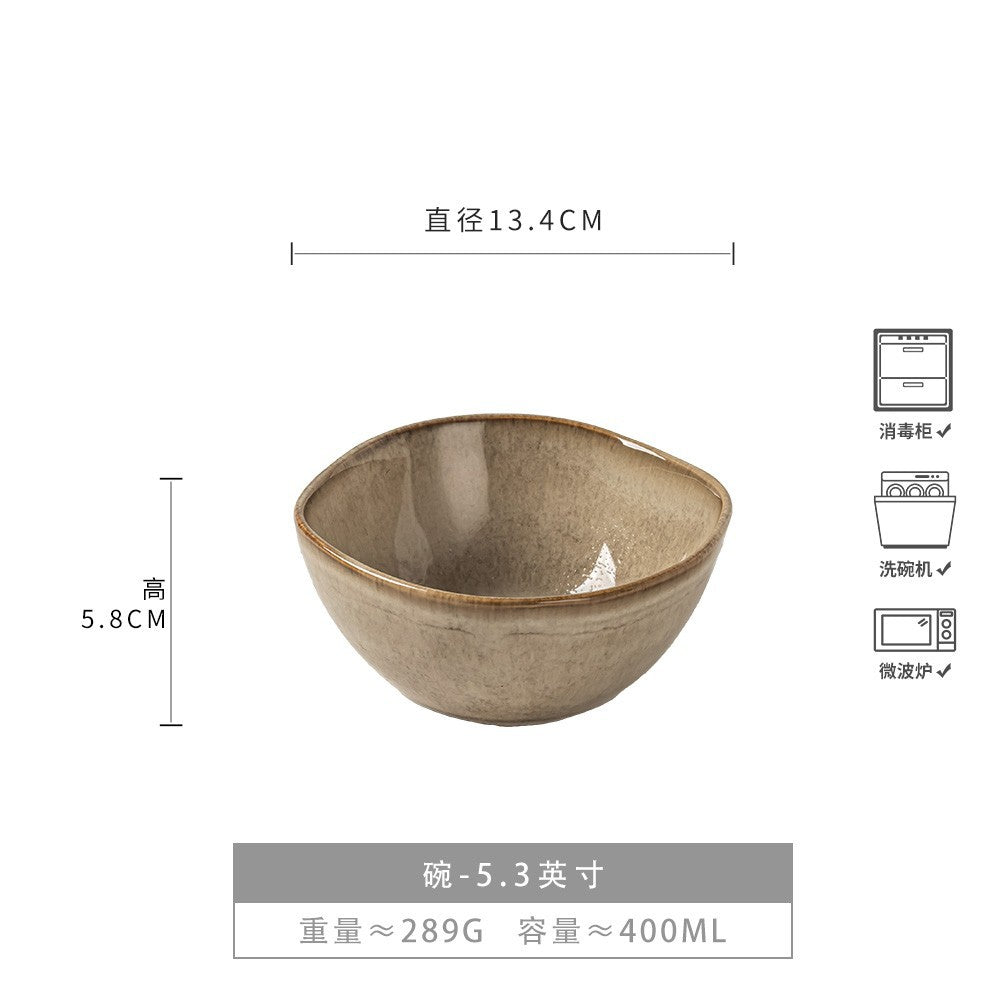 Japanese Style Vintage Bowl Ceramic Bowl Bowl Premium Design Bowl Tableware Set Wholesale