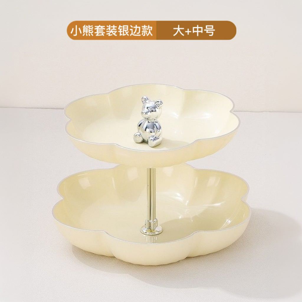 花型多层果盘小熊套装家用塑料PP糖果盘干果盘水果盘零食坚果甜品