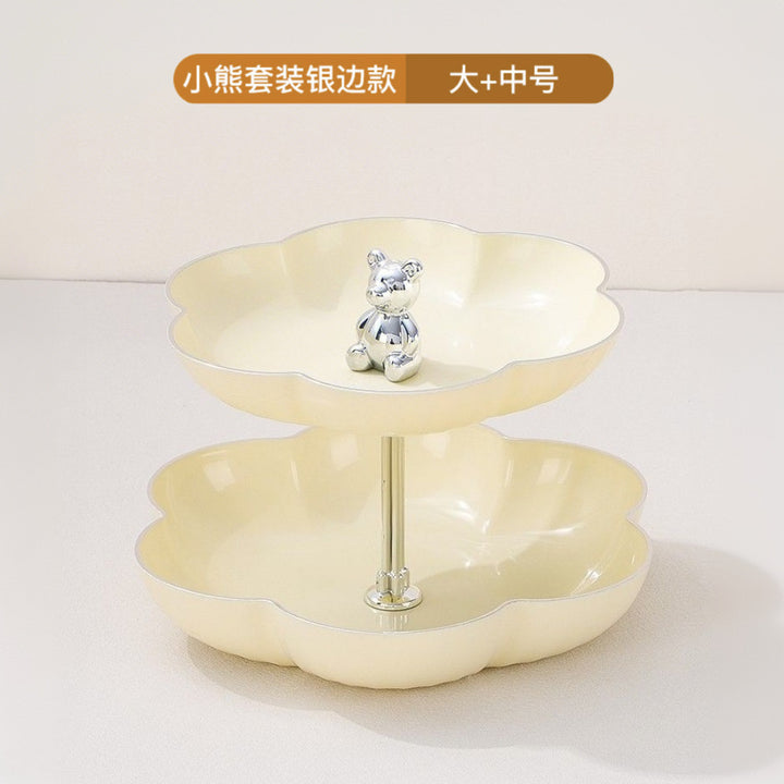花型多层果盘小熊套装家用塑料PP糖果盘干果盘水果盘零食坚果甜品