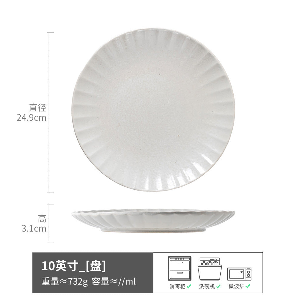 Large Plate Japanese Style Home Plate Vintage Ceramic Plate Plate Tableware Dish Plate Light Luxury