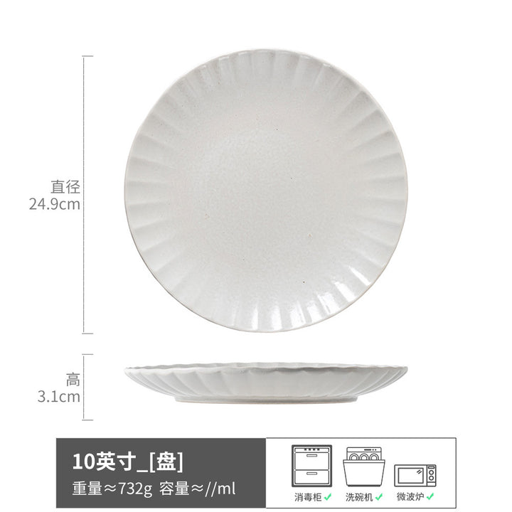Large Plate Japanese Style Home Plate Vintage Ceramic Plate Plate Tableware Dish Plate Light Luxury