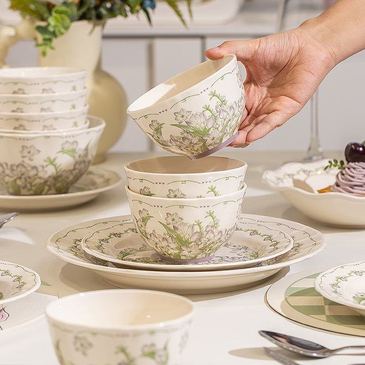 KANGMO Underglaze Color Dinner Set - Rustic Newlywed Tableware Housewarming Gift