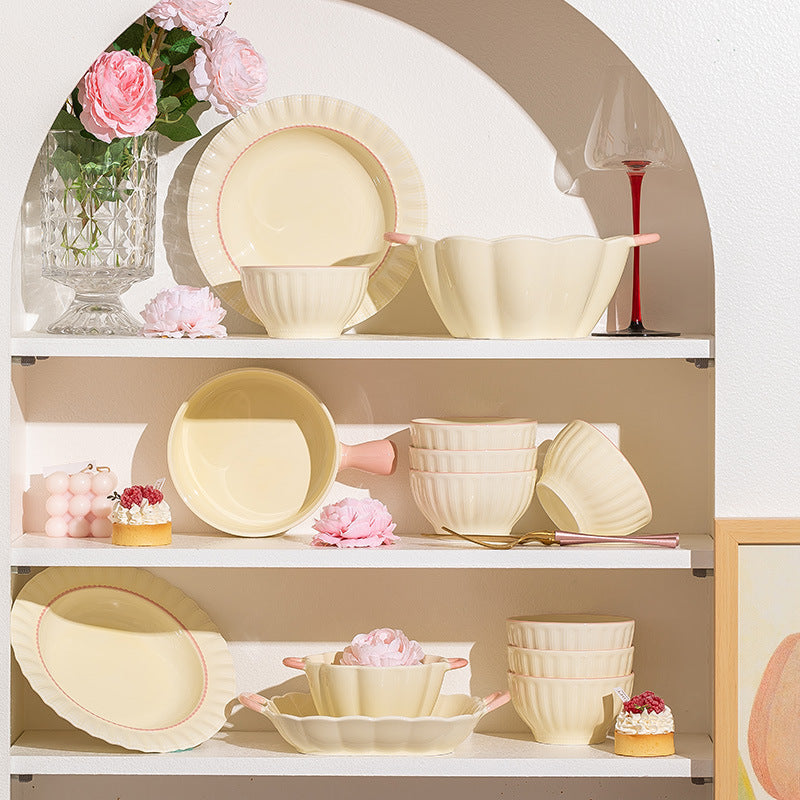 KANGMO Cream Style Underglaze Dinner Set - High Temperature Tableware Set